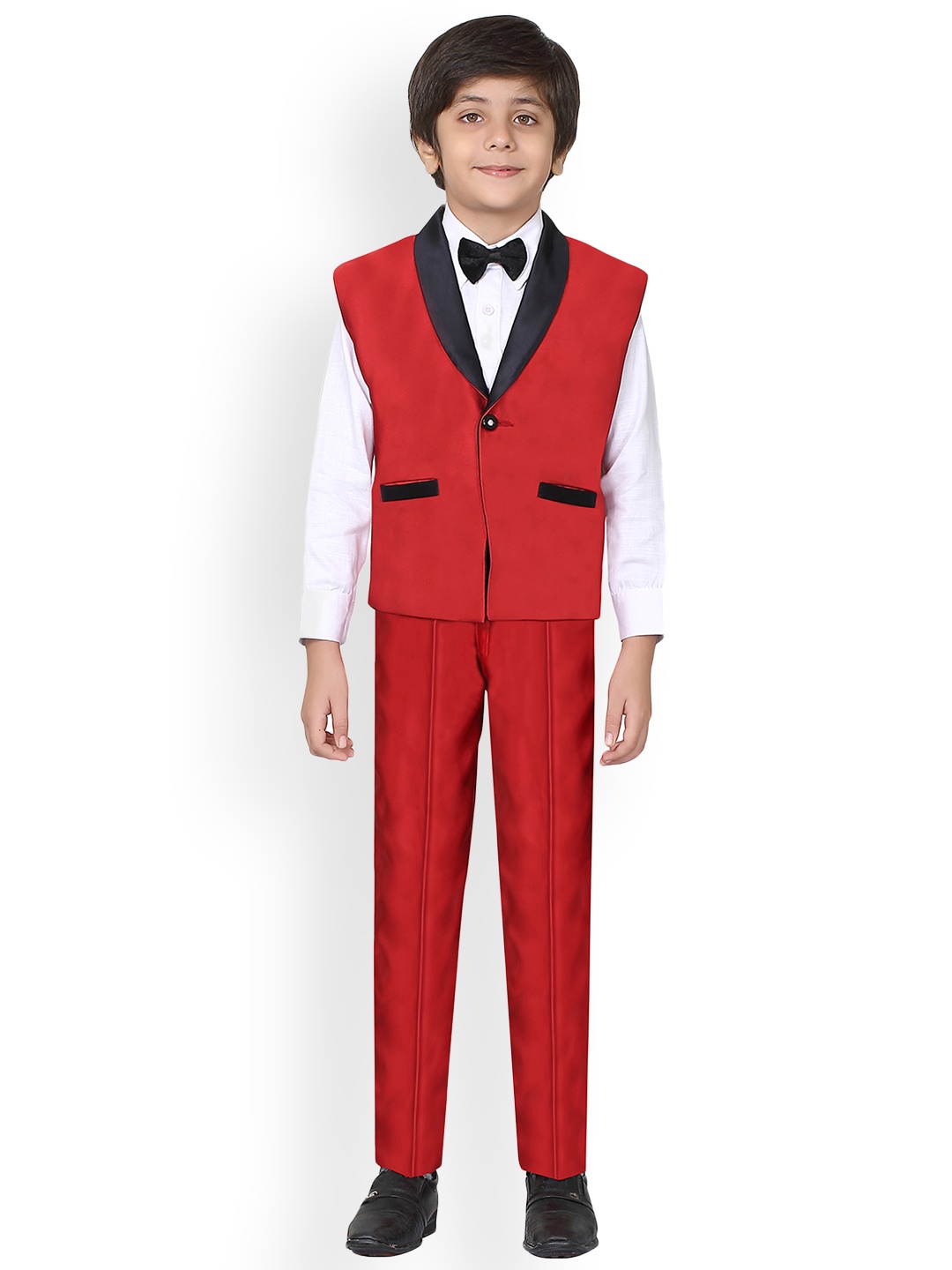 

Jeetethnics Boys Red Solid Shirt with Trousers
