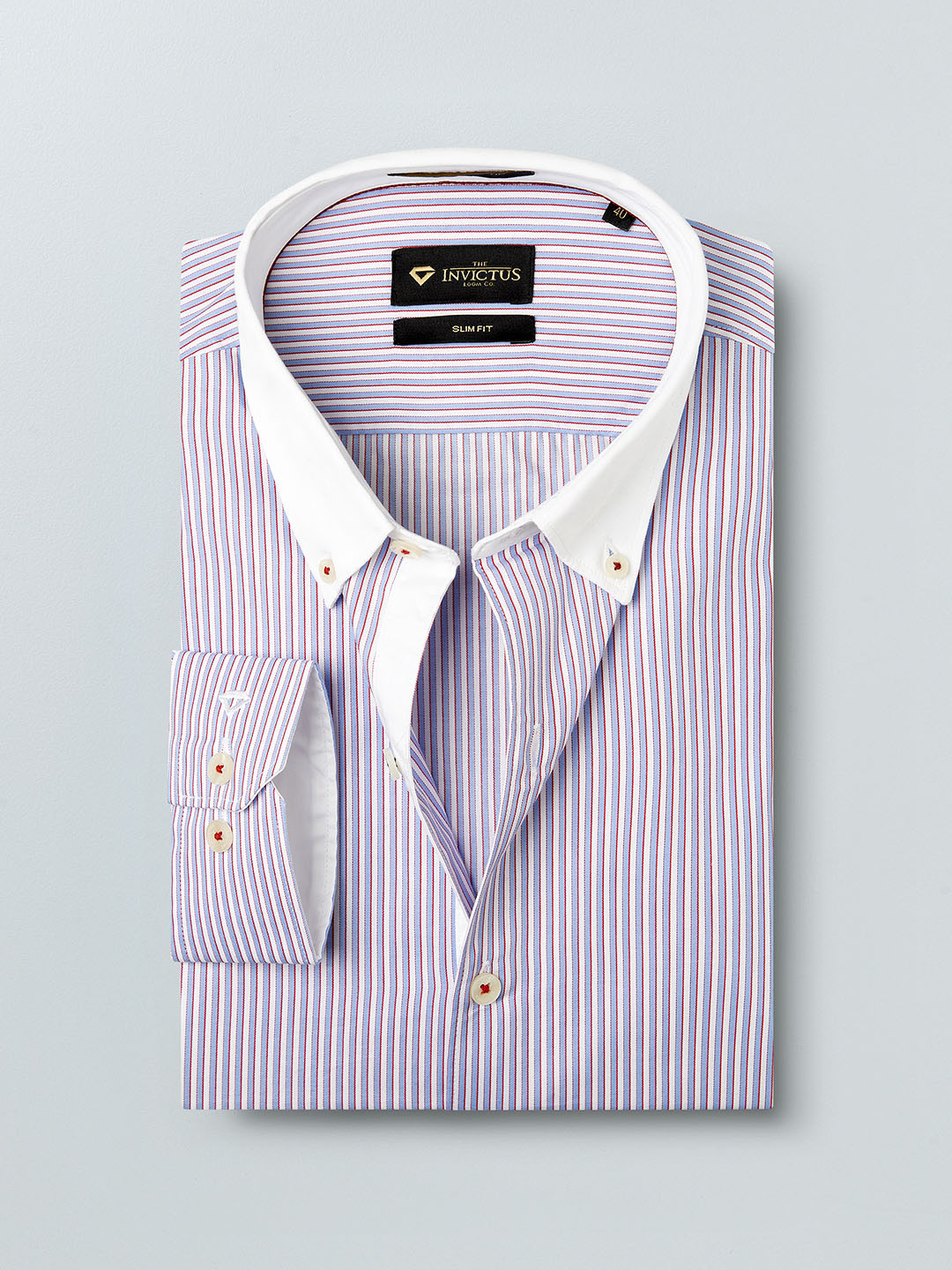 

INVICTUS Men Blue & White Slim Fit Striped Semiformal Shirt