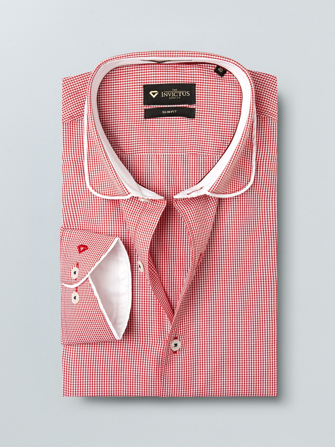 

INVICTUS Men Red & White Slim Fit Checked Formal Shirt