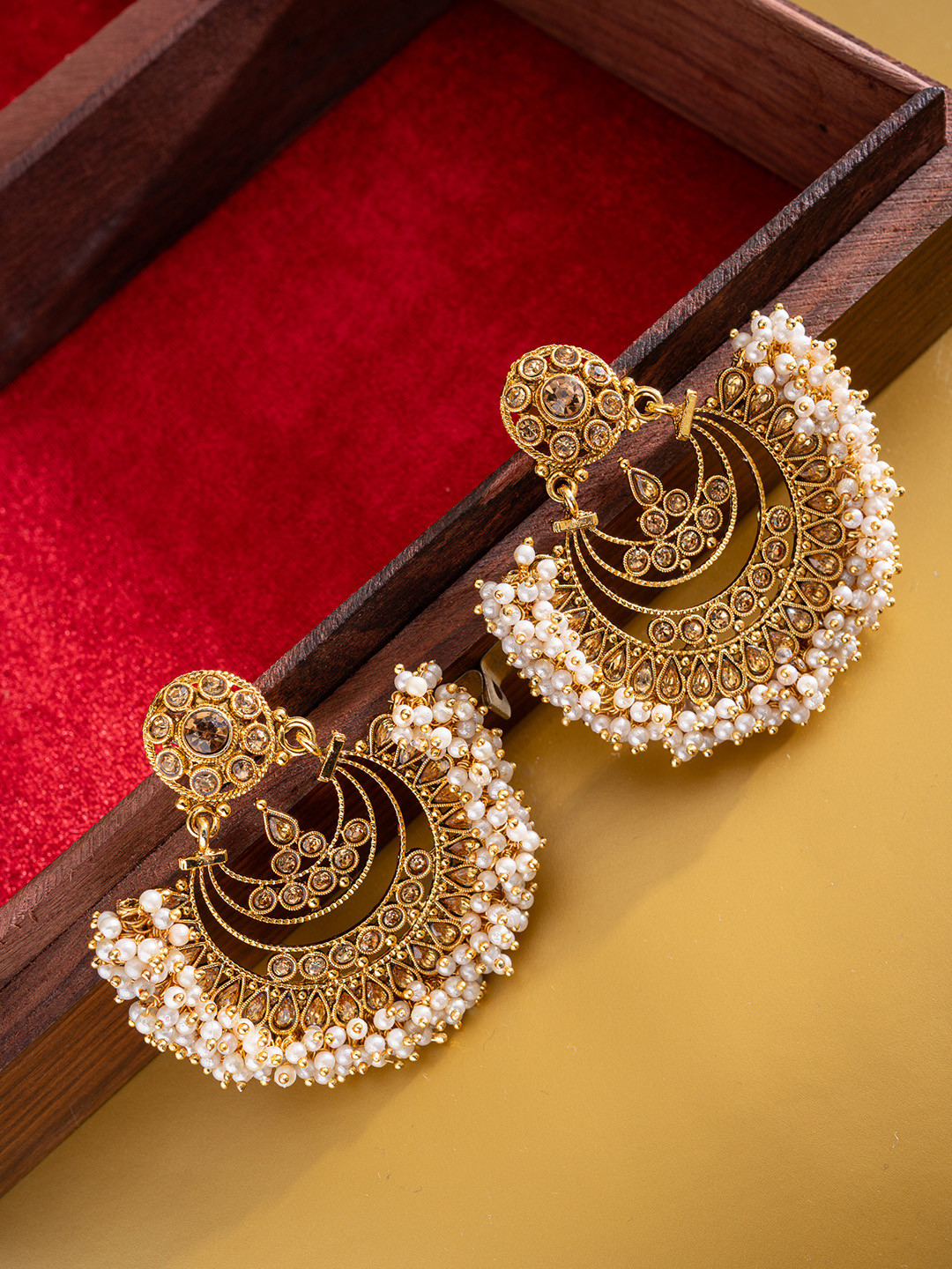 

PANASH Gold-Plated Handcrafted Crescent Shaped Chandbalis
