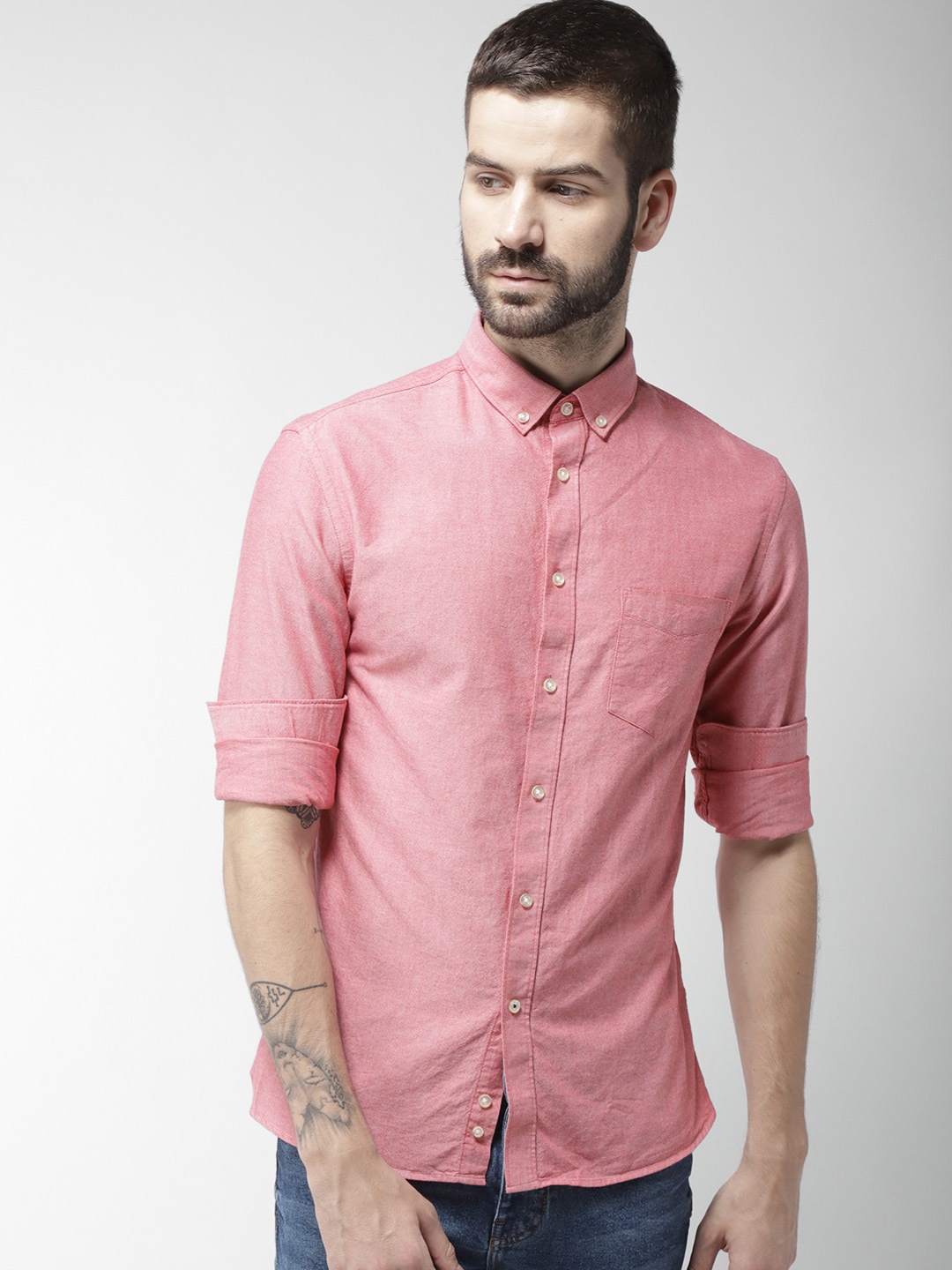 

Celio Men Pink Slim Fit Solid Casual Shirt