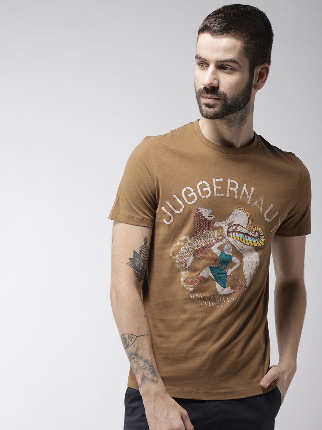 

Celio Men Brown Printed Round Neck T-shirt