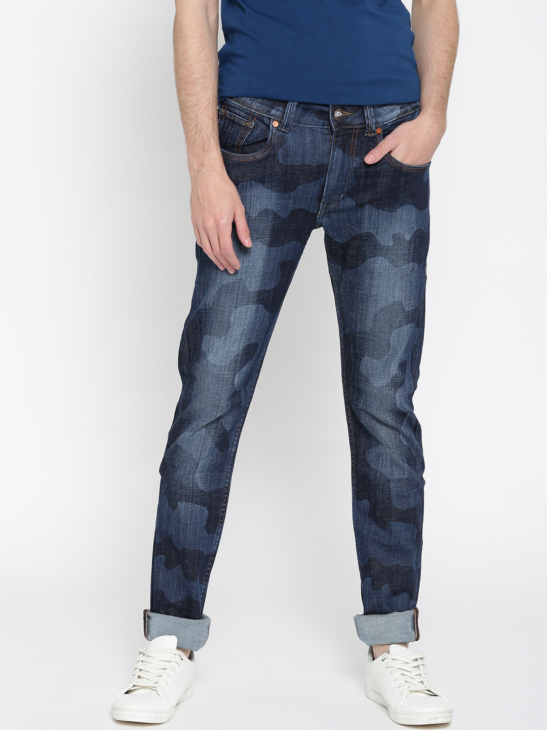 

Ed Hardy Blue Printed Slim Fit Stretchable Jeans