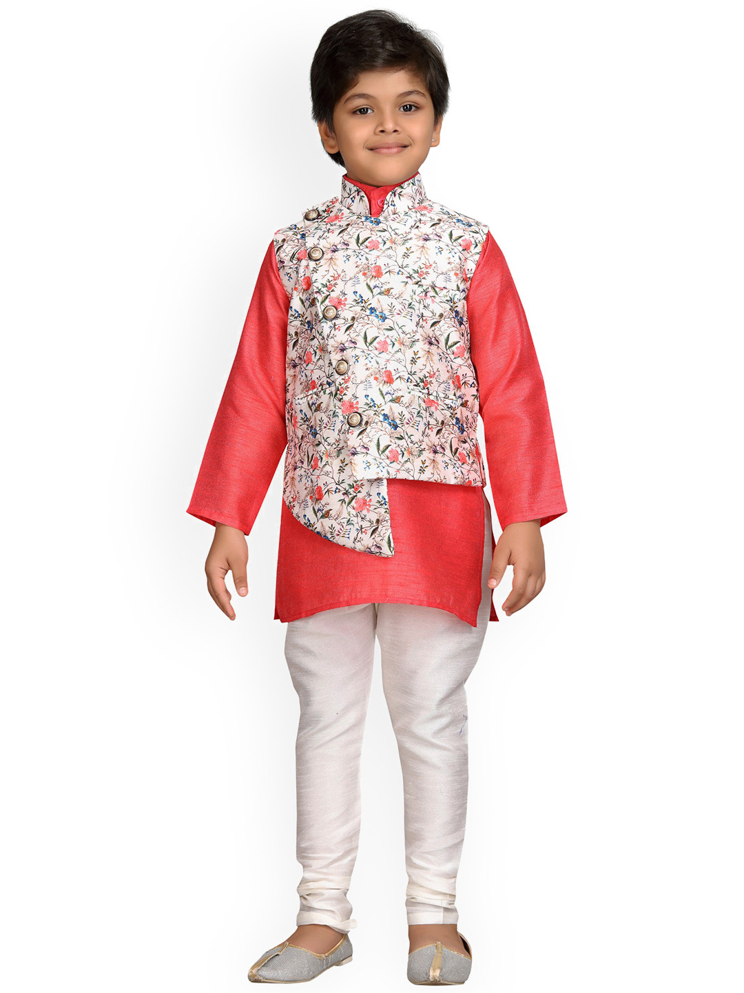 

Aj DEZInES Boys Pink & Off-White Solid Kurta with Pyjamas