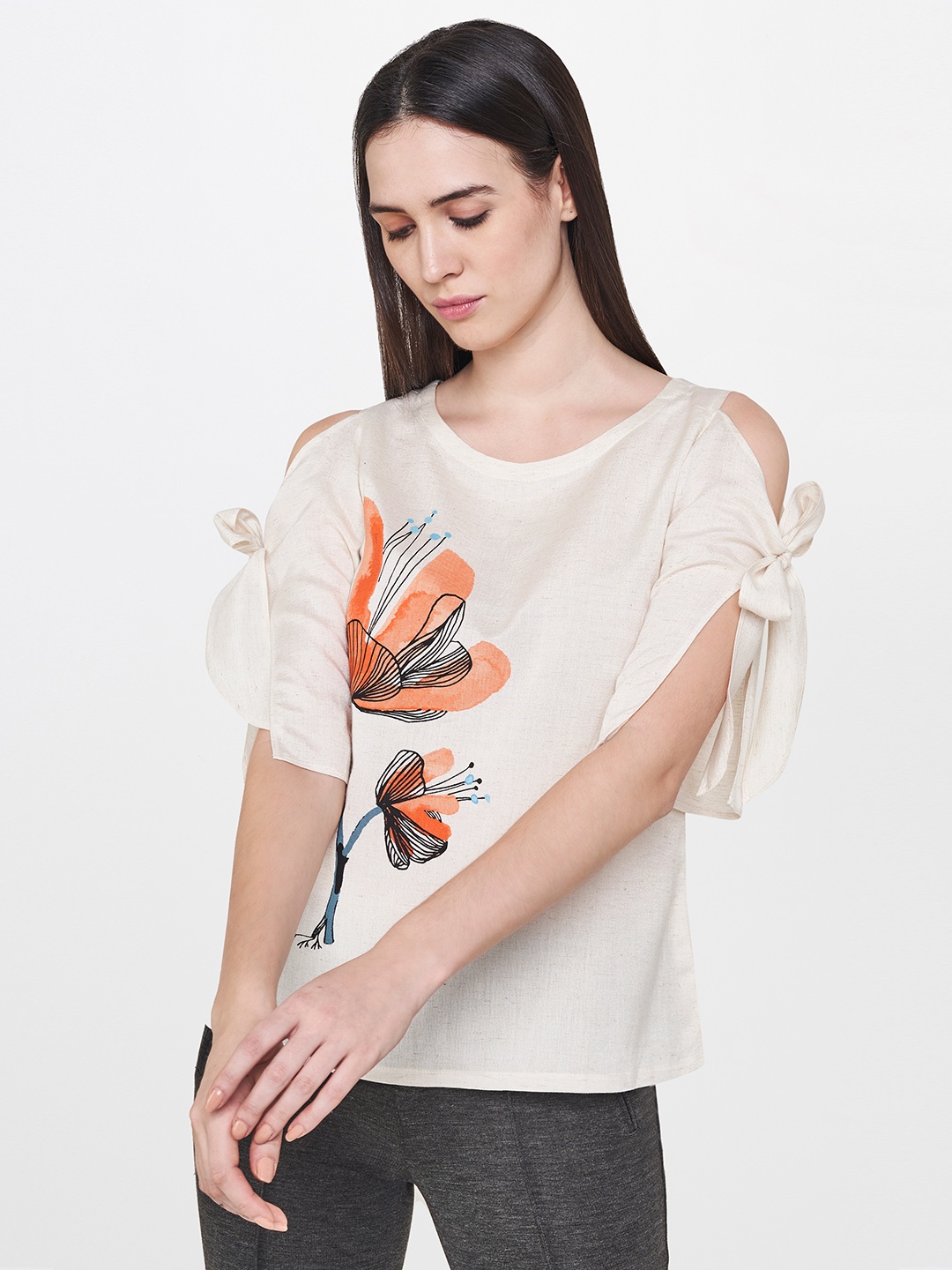 

AND Women Off-White Printed Top