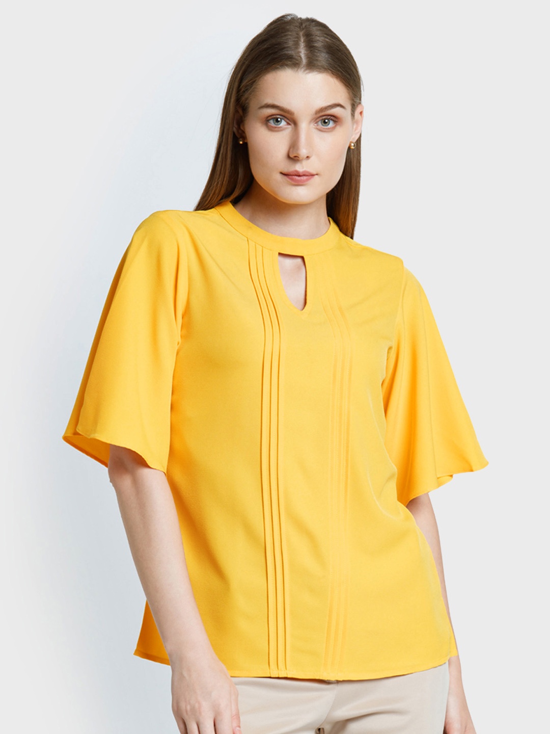 

AND Women Yellow Solid Top