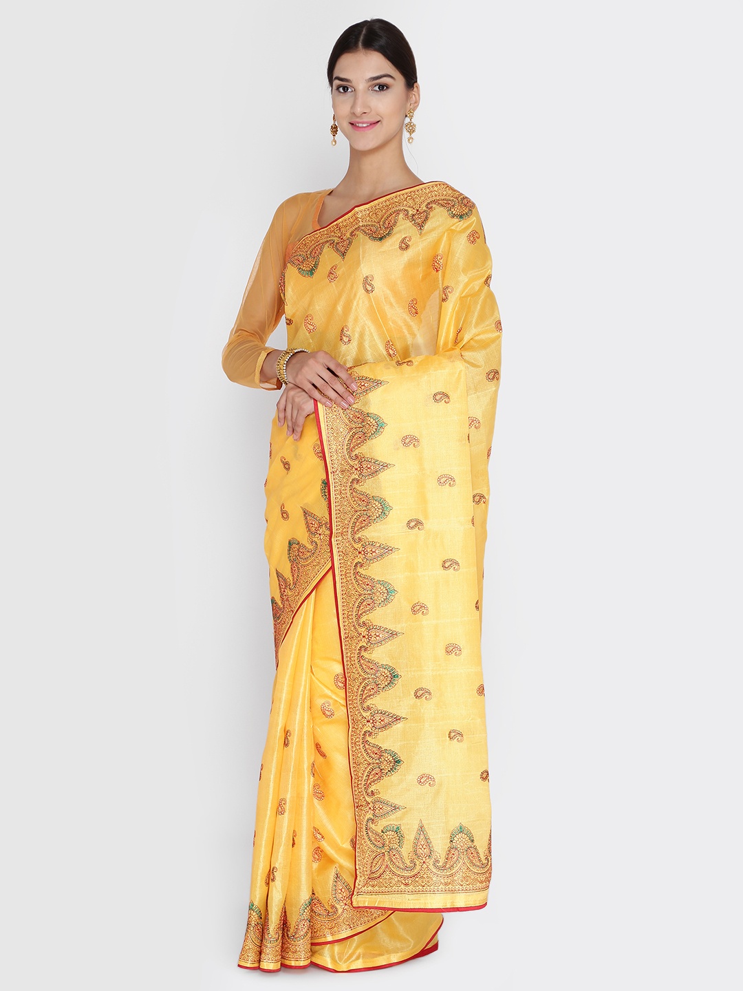 

Chhabra 555 Yellow Art Silk Woven Design Banarasi Saree