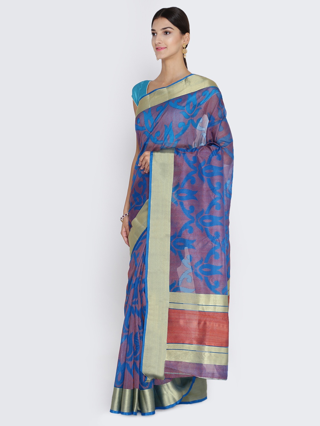 Chhabra 555 Blue Art Silk Woven Design Banarasi Saree