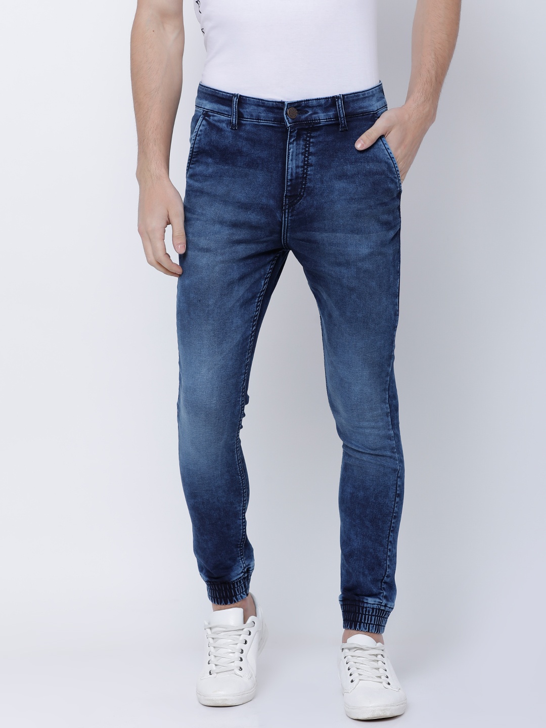 

LOCOMOTIVE Men Blue Jogger Mid-Rise Clean Look Stretchable Jeans