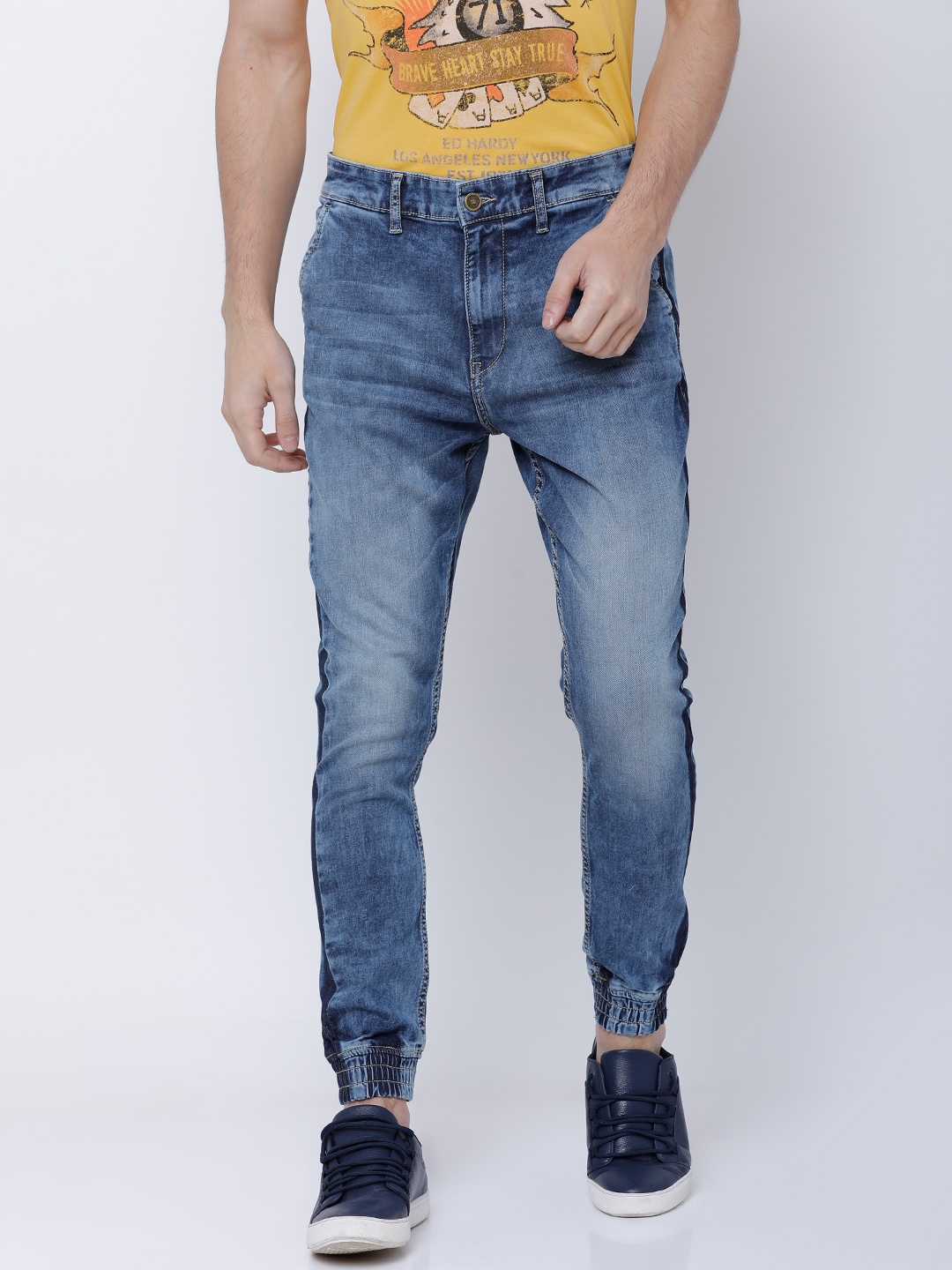 

LOCOMOTIVE Men Blue Jogger Mid-Rise Clean Look Stretchable Jeans