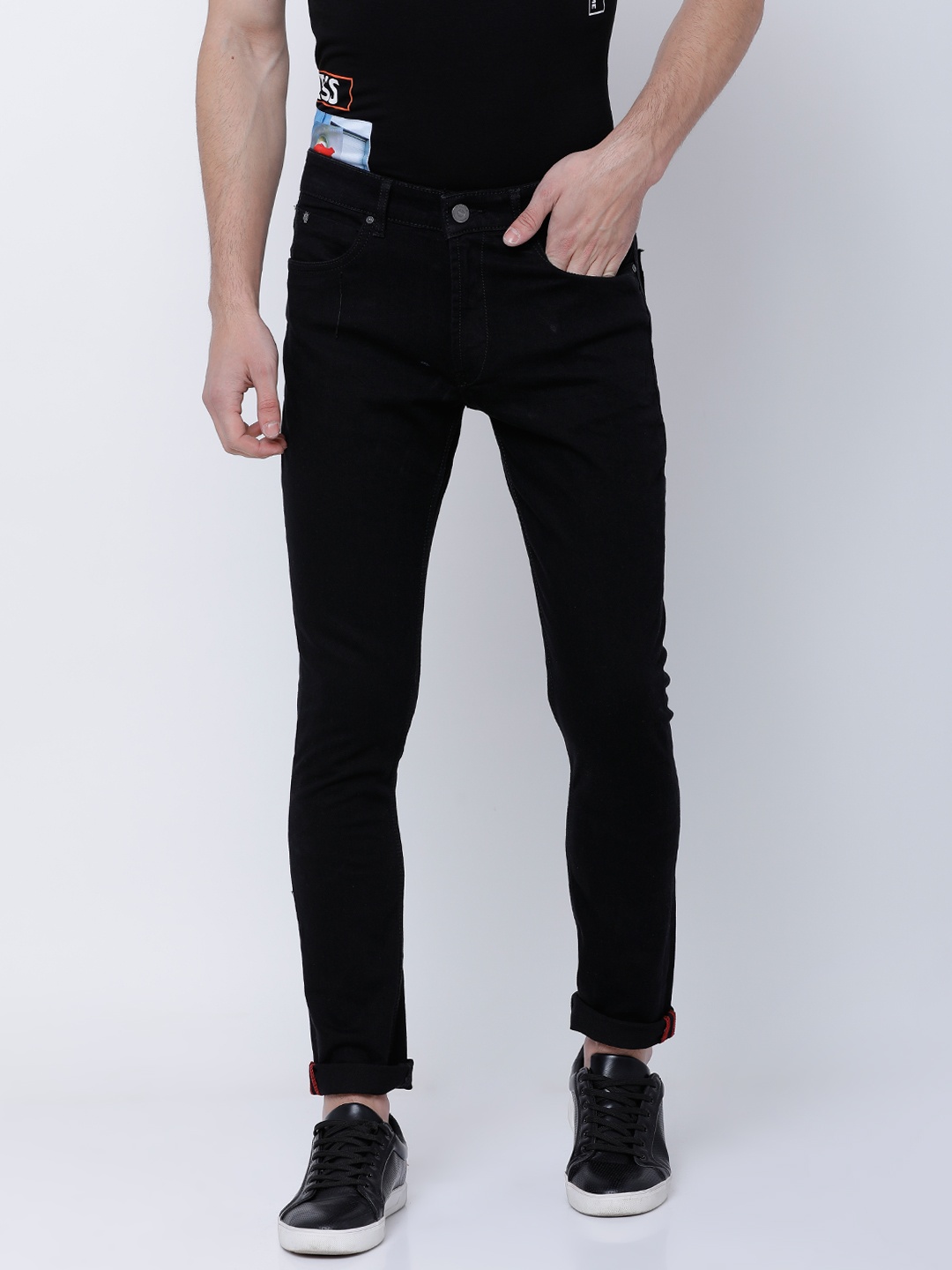

LOCOMOTIVE Men Black Slim Fit Mid-Rise Clean Look Stretchable Jeans