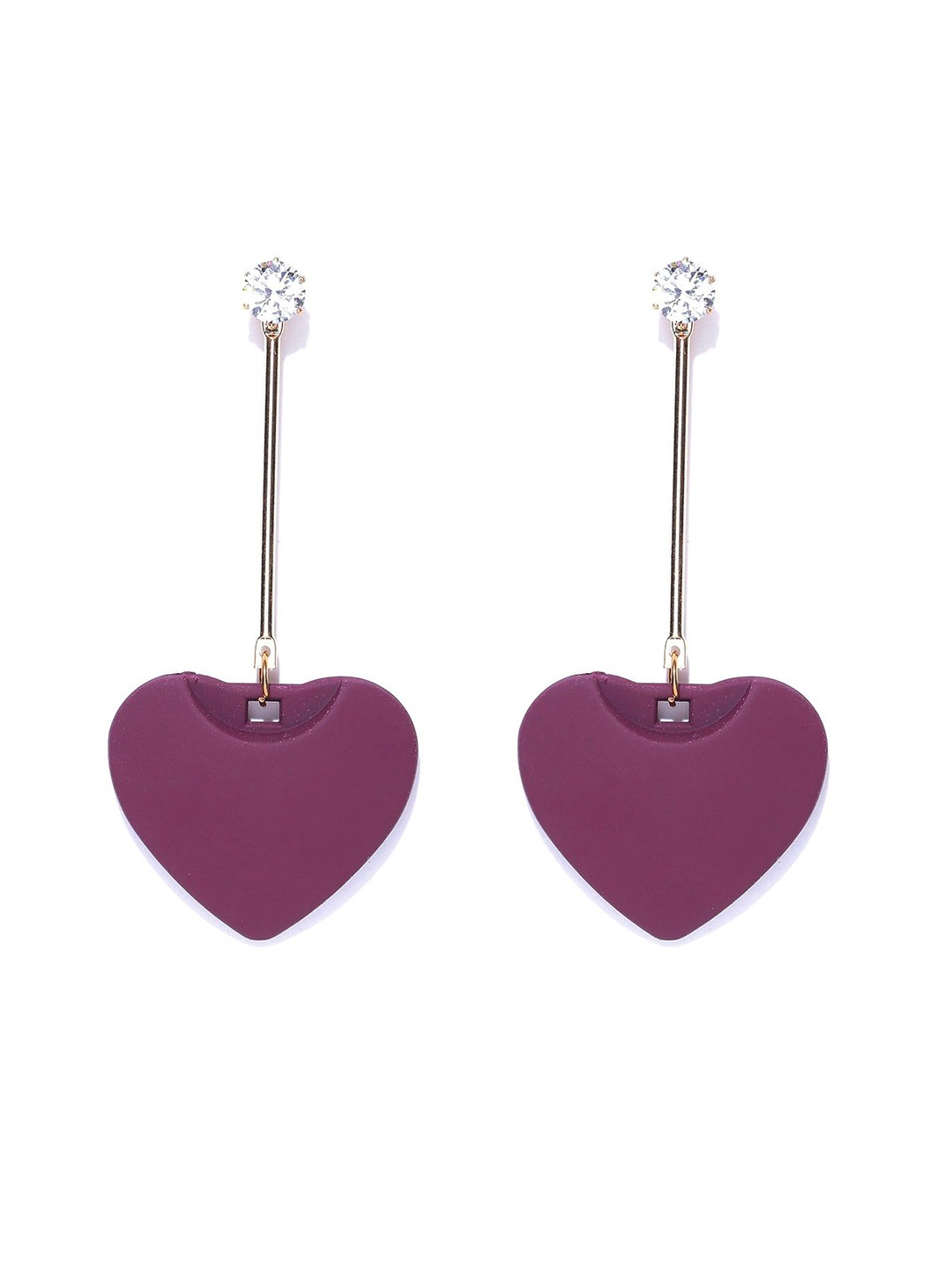 

Crunchy Fashion Gold-Toned & Purple Contemporary Drop Earrings