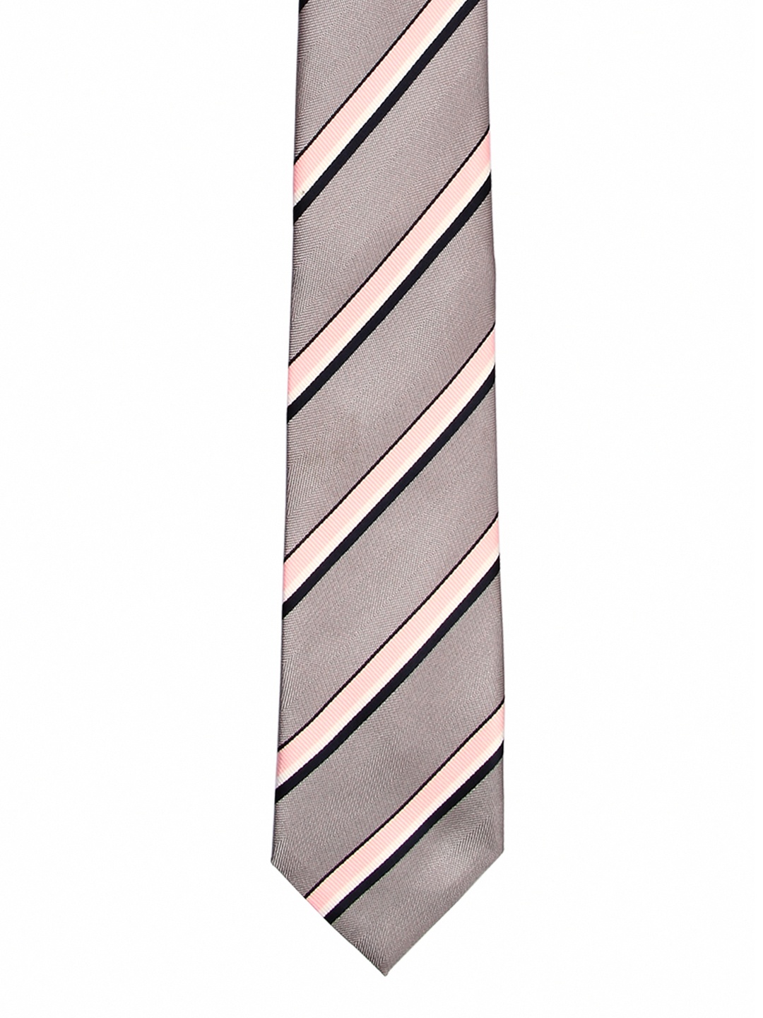 

Tossido Grey & Beige Striped Broad Tie
