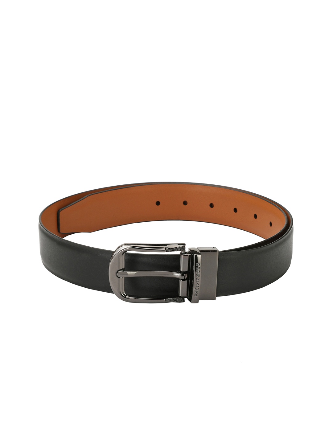 

Pacific Gold Men Black & Tan Solid Reversible Belt