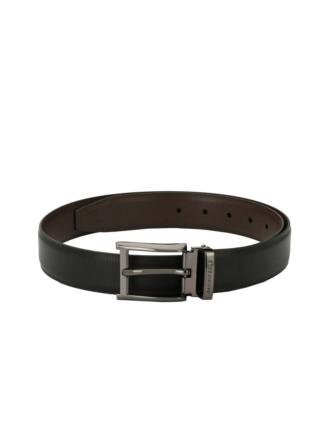 

Pacific Gold Men Black & Brown Textured Reversible Belt