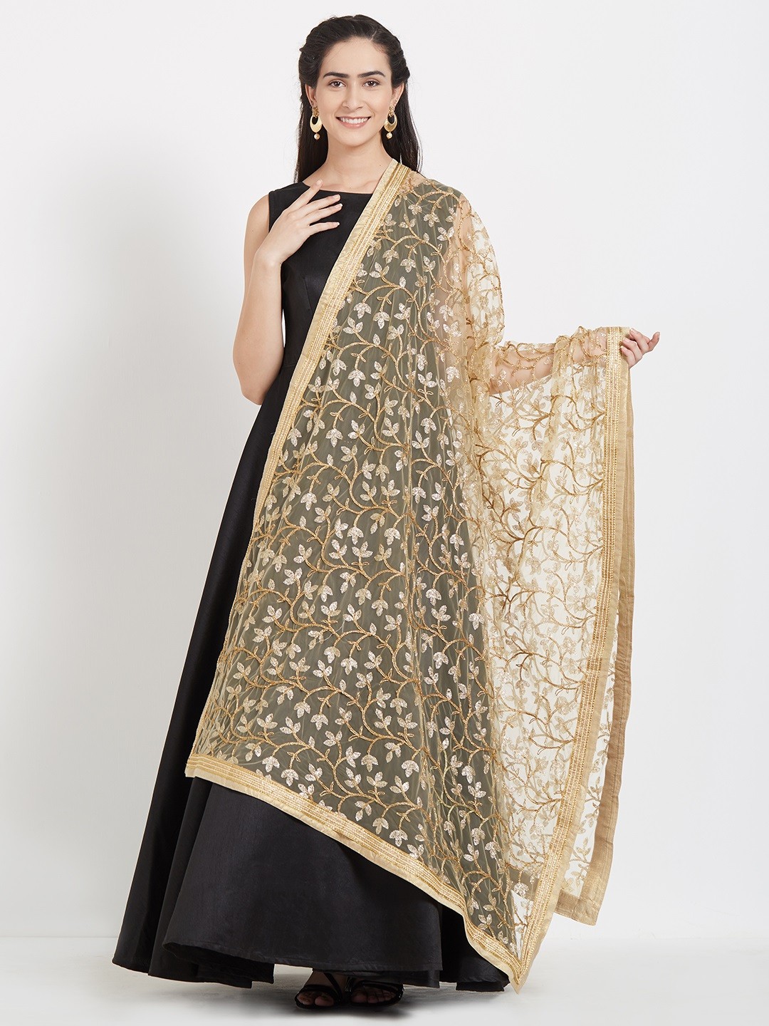 

Dupatta Bazaar Gold-Toned Embroidered Dupatta