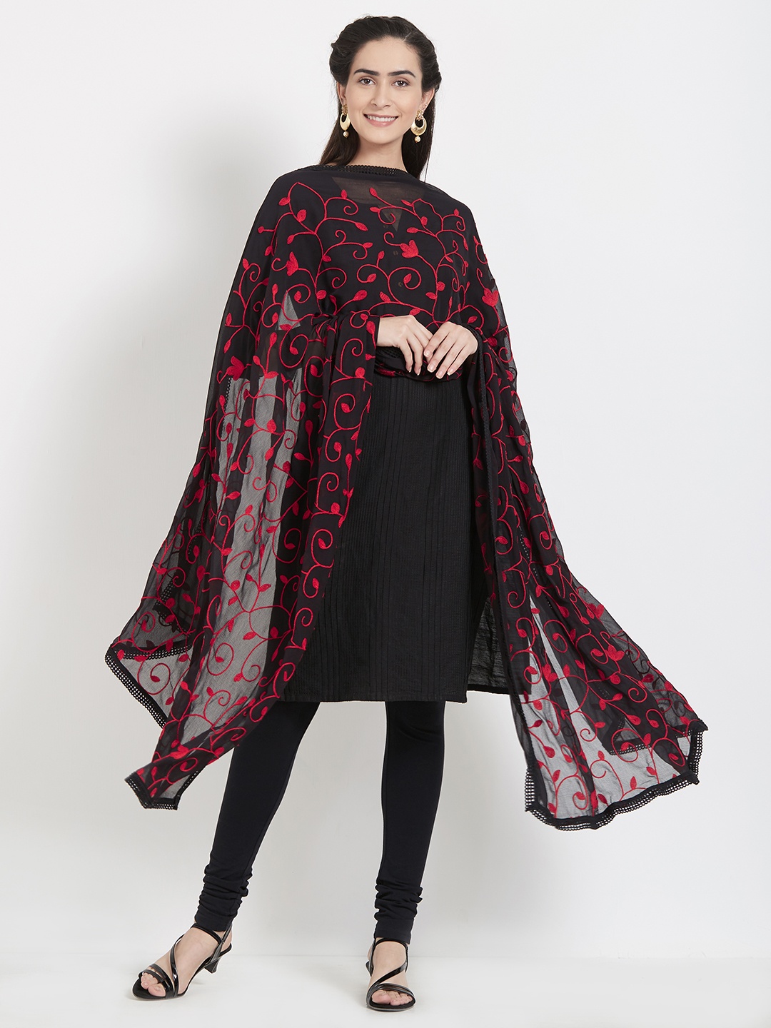 

Dupatta Bazaar Black Embroidered Dupatta