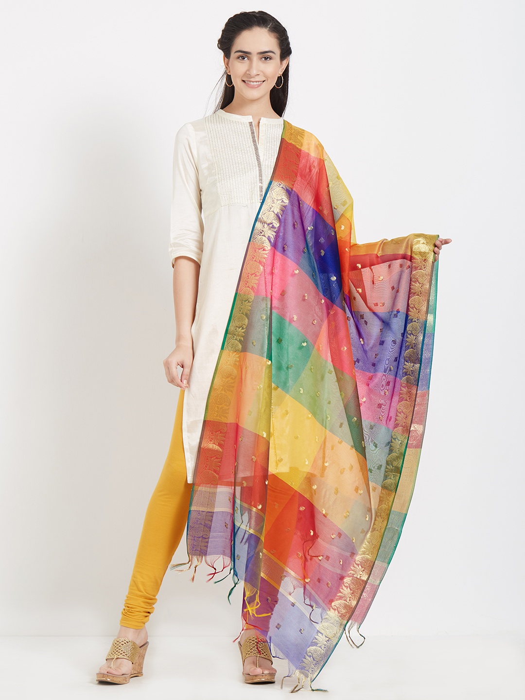 

Dupatta Bazaar Multicoloured Woven Design Dupatta, Multi