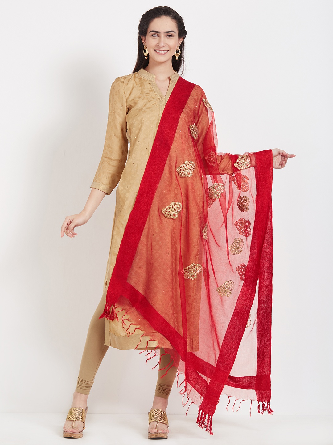 

Dupatta Bazaar Red Embroidered Dupatta