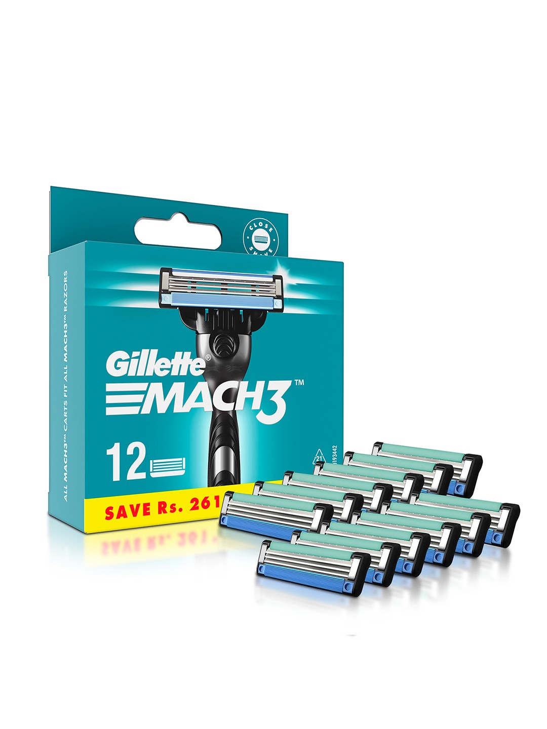 

Gillette Men Mach3 Set of 12 Shaving Blades, Black