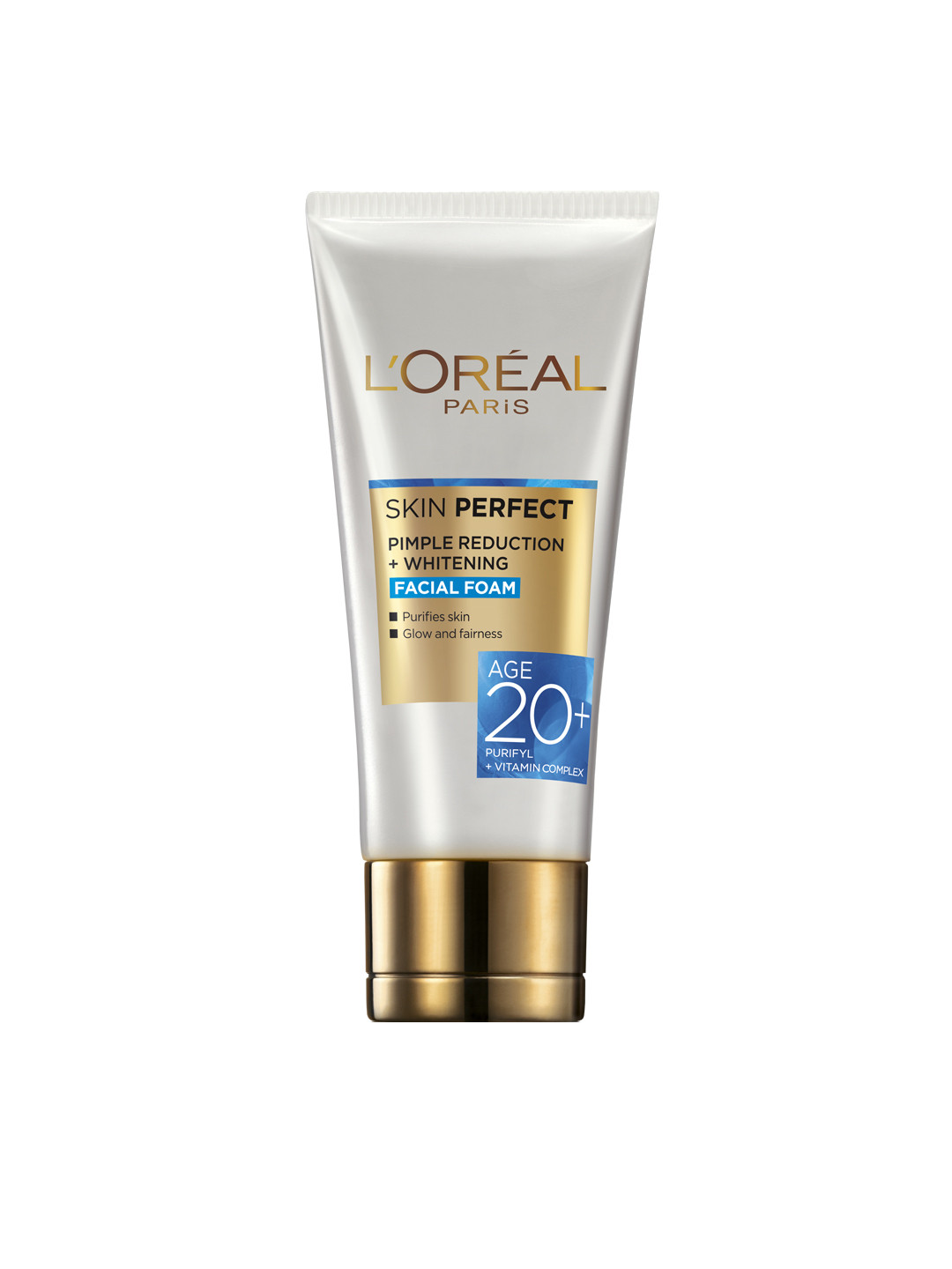 

LOreal Paris Skin Perfect Age 20+ Facial Foam - Pimple Reduction & Whitening - 50 g, Gold