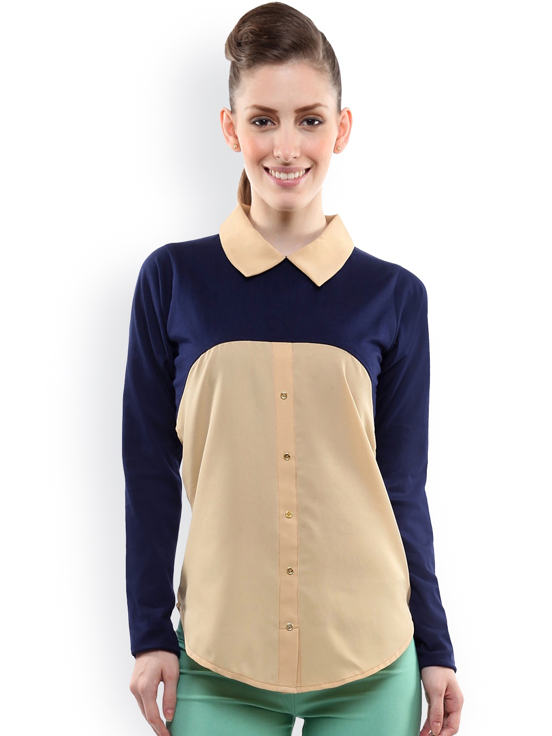 

Miss Chase Shirt Style Top, Navy blue