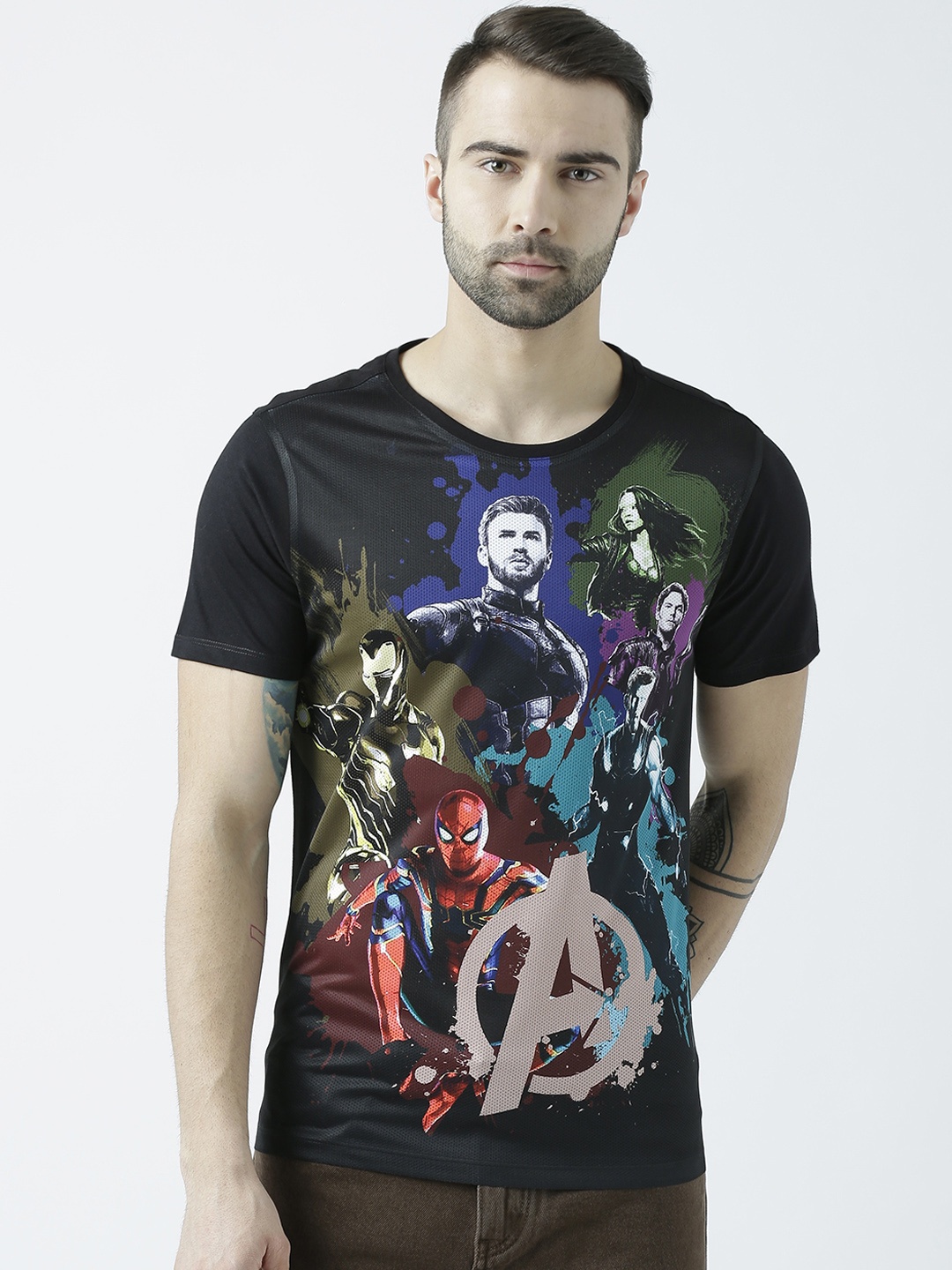 

Marvel by Wear Your Mind Men Black Printed Round Neck T-shirt