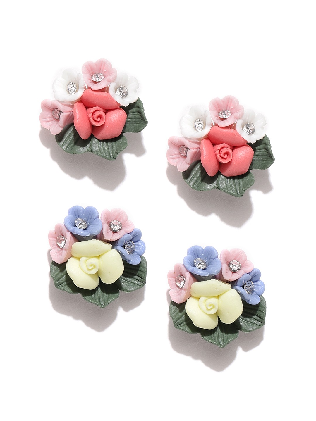 

Crunchy Fashion Set of 2 Multicoloured Floral Studs, Multi