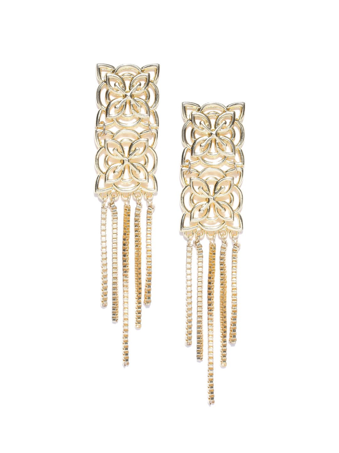 

Crunchy Fashion Gold-Toned Tasselled Drop Earrings
