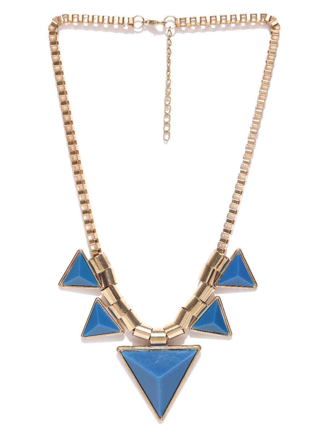 

Crunchy Fashion Blue & Gold-Toned Stone-Studded Necklace
