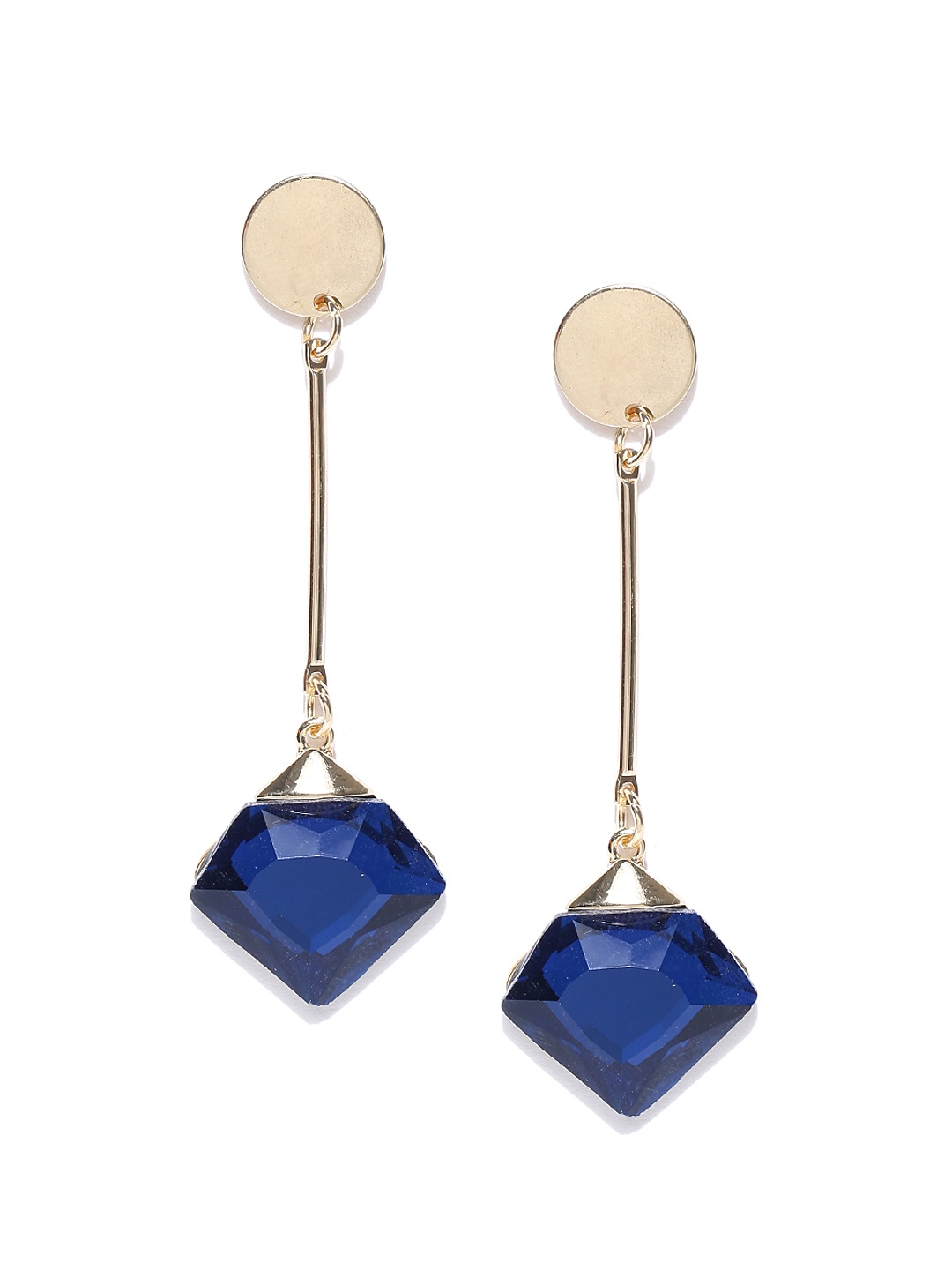 

Crunchy Fashion Navy Gold-Plated Diamond Shaped Drop Earrings