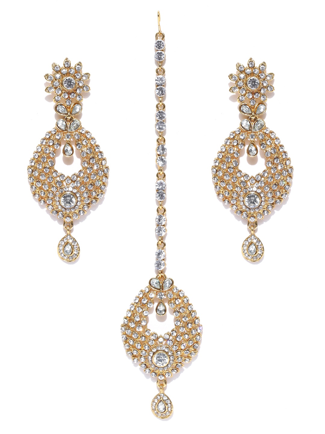 

Crunchy Fashion Gold-Plated AD Stone-Studded Jewellery Set