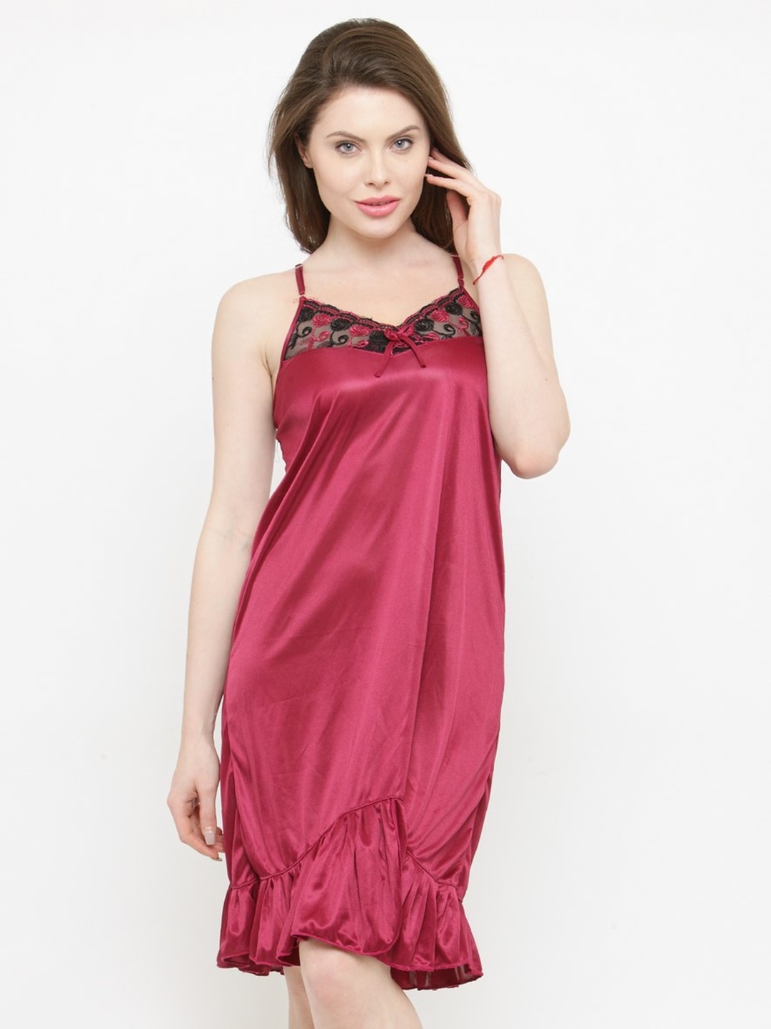 

N-Gal Burgundy Solid Baby Doll NSR21