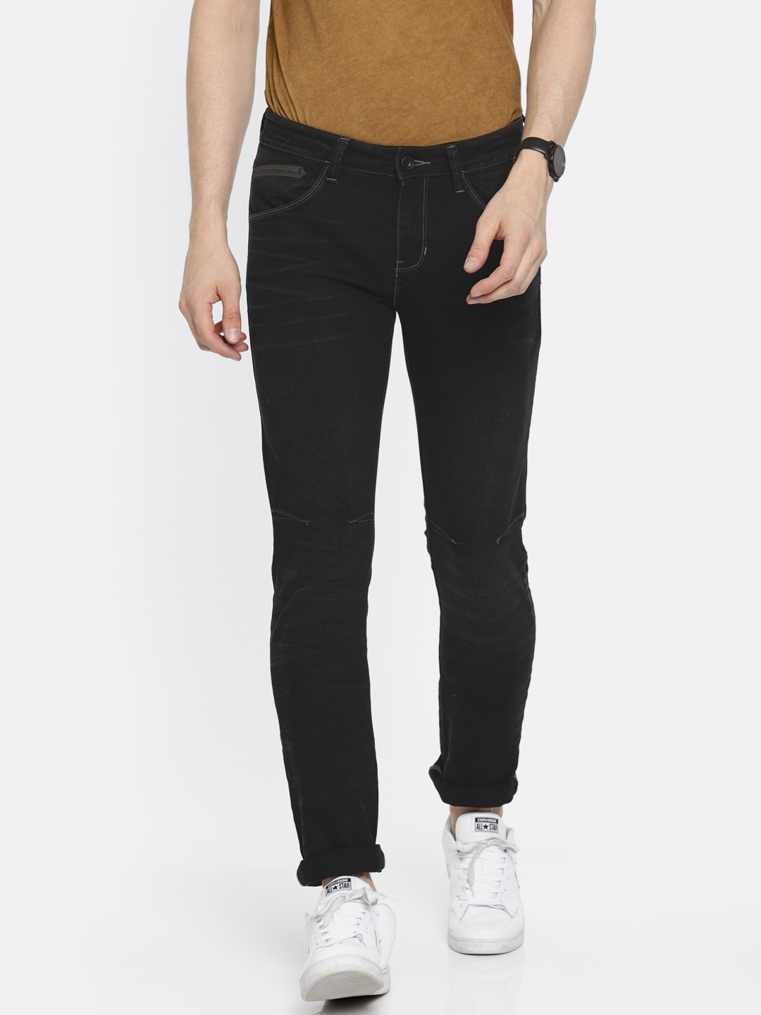 

Wrangler Men Black Skinny Fit Low-Rise Clean Look Stretchable Jeans