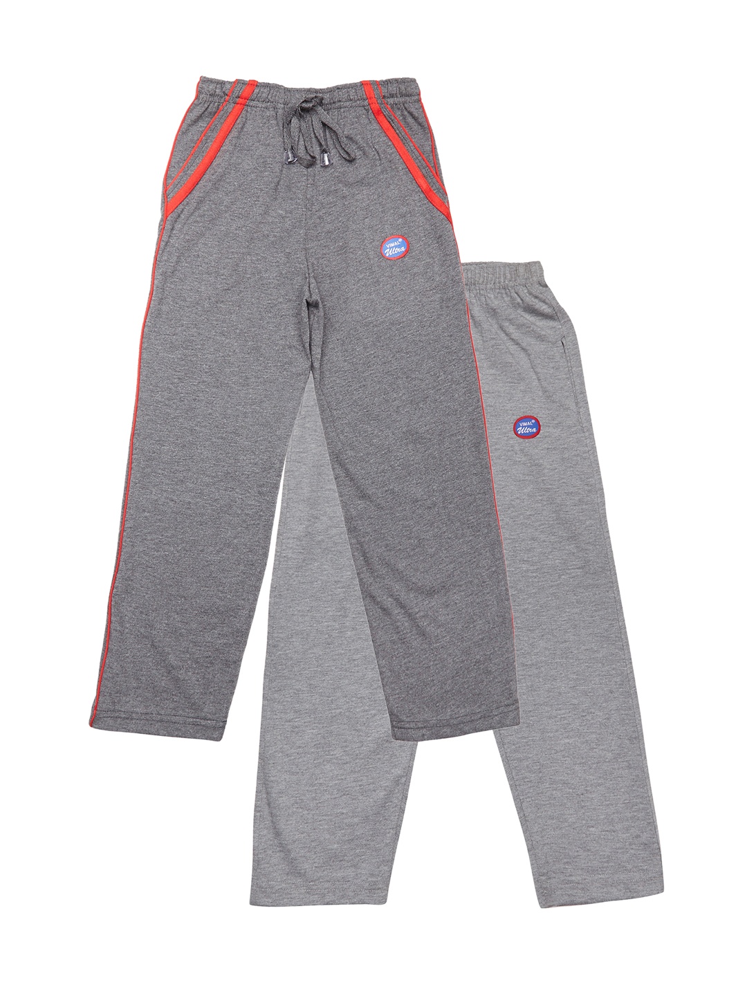 

VIMAL JONNEY Kids Boys Pack of 2 Grey Solid Slim Fit Track Pants