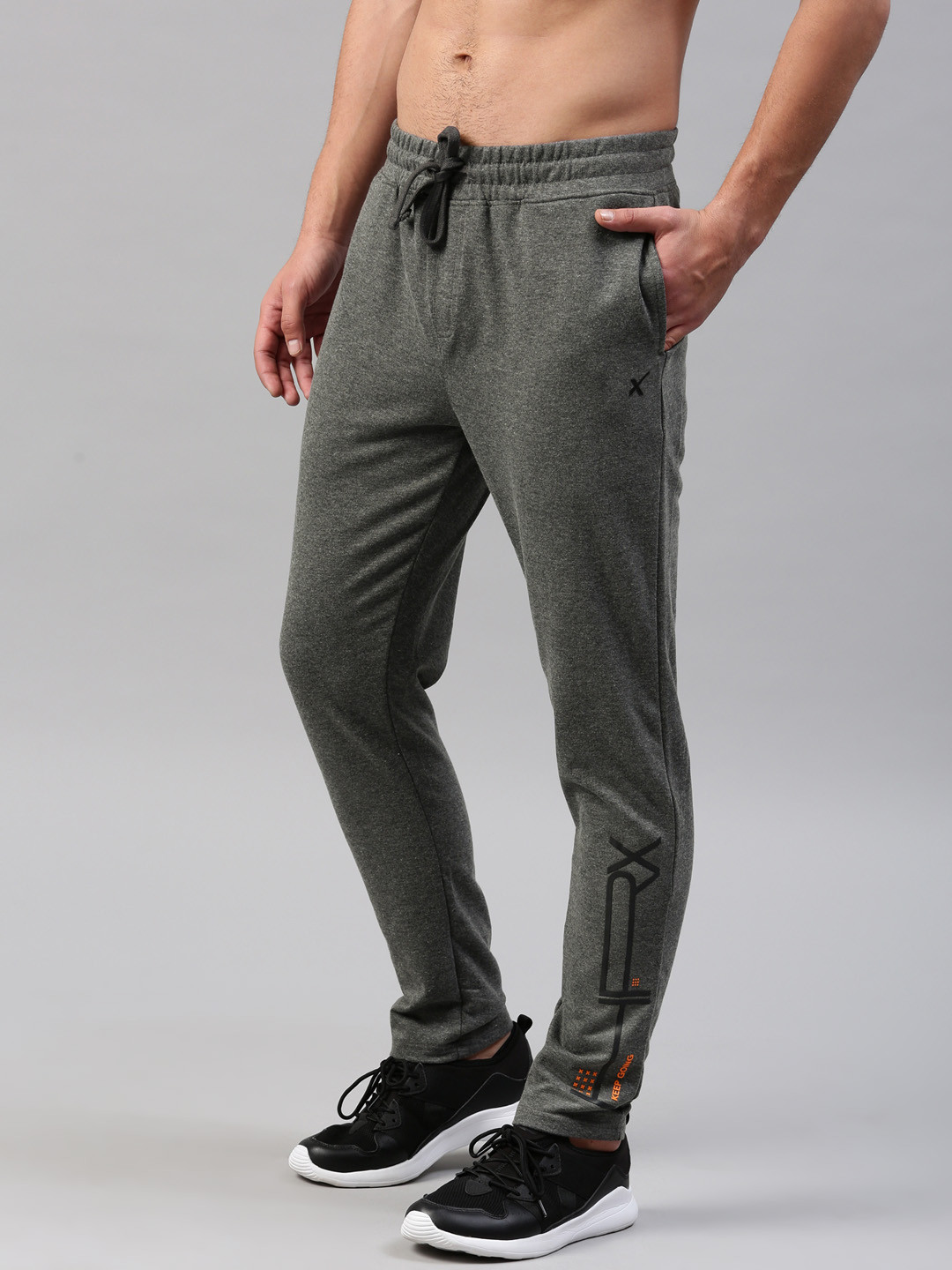 

HRX by Hrithik Roshan Men Grey Melange Solid Track Pants