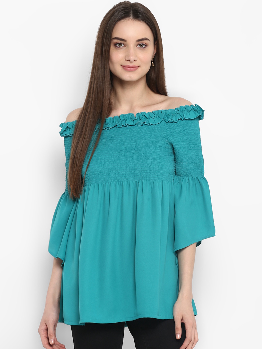 

StyleStone Women Teal Solid Fitted Top