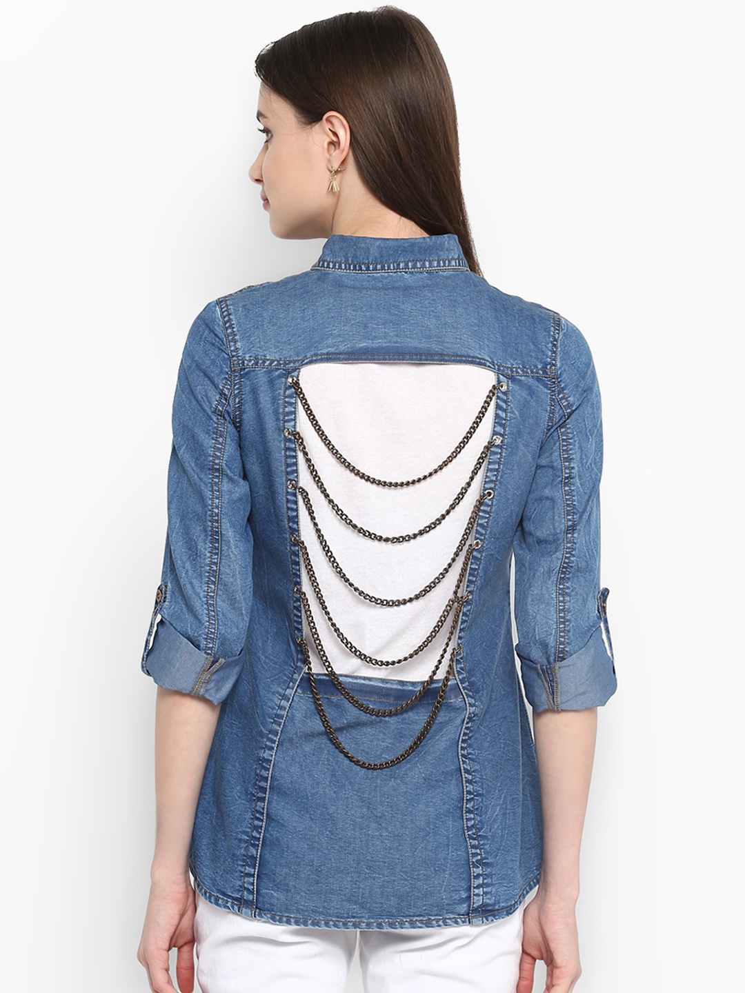 

StyleStone Women Blue Embellished Styled Back Shirt