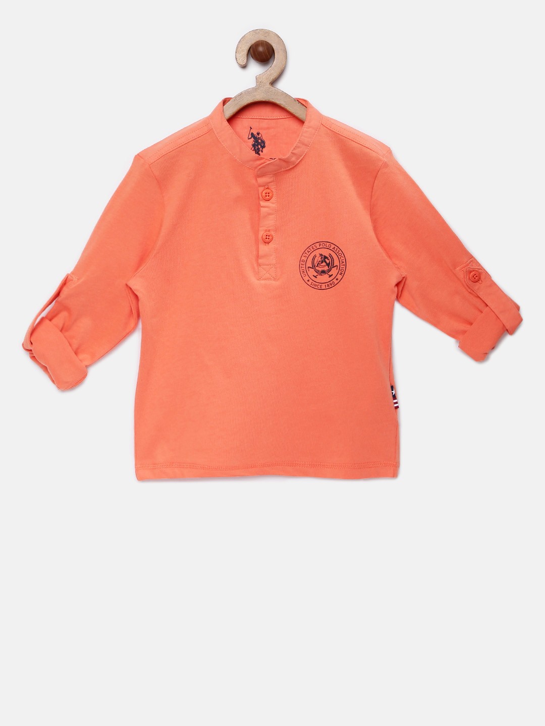 

U.S. Polo Assn. Kids Boys Orange Solid Henley Neck T-shirt