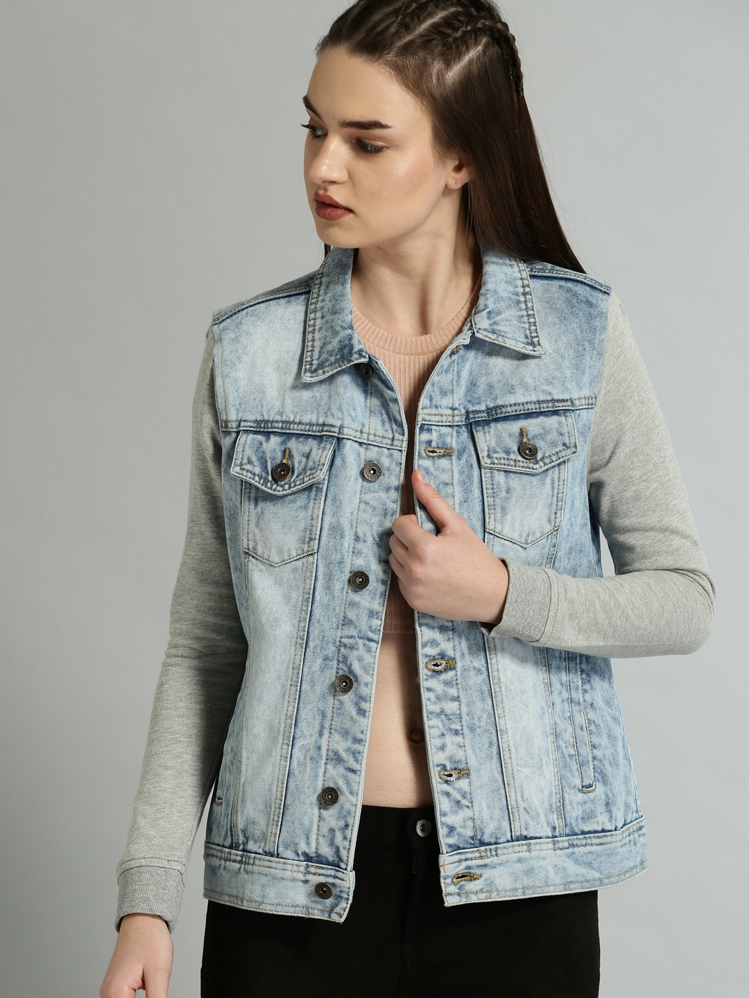 

Roadster Fast and Furious Women Blue Faded Denim Jacket