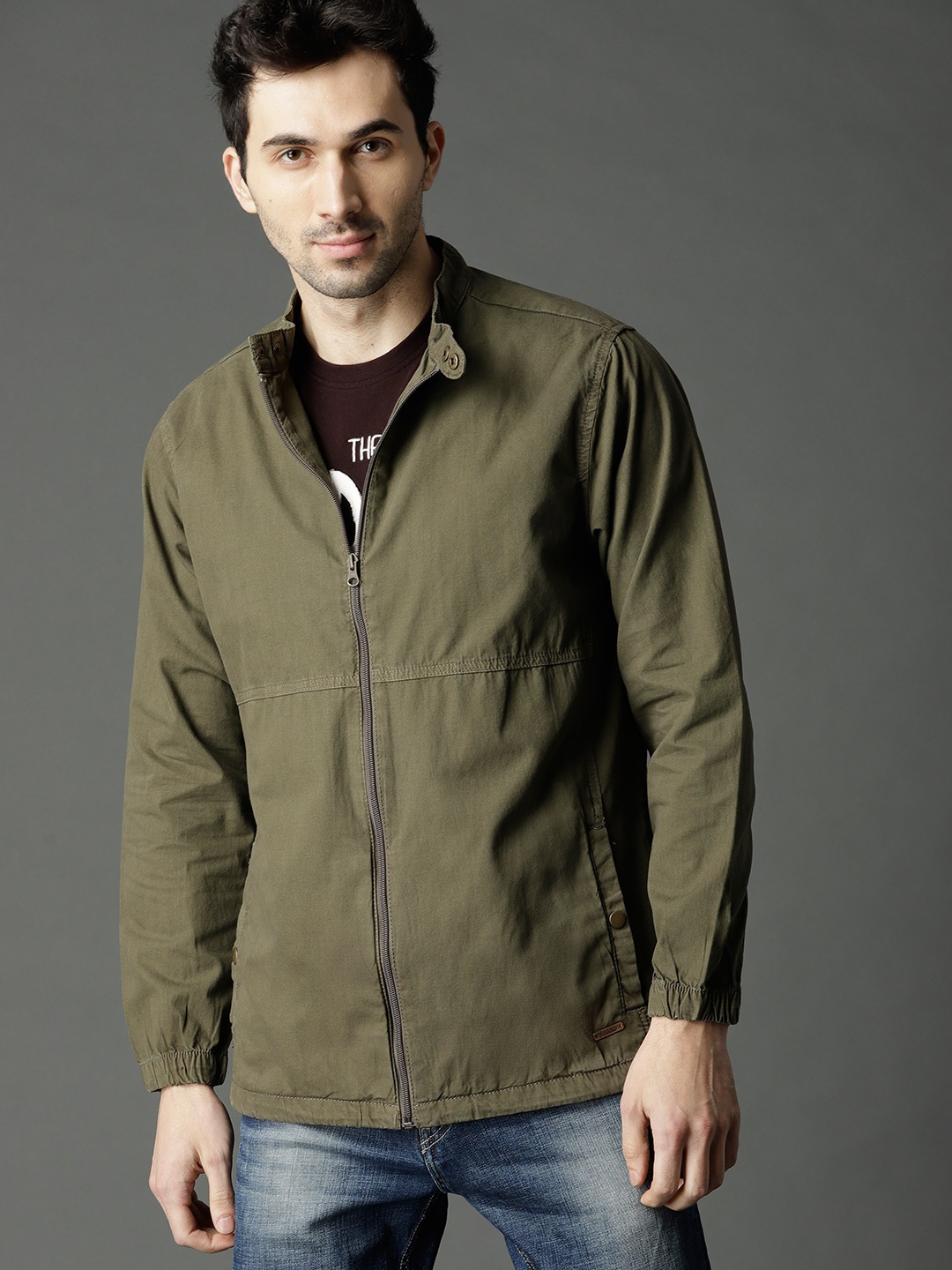 

Roadster Men Olive Green Solid Tailored Jacket