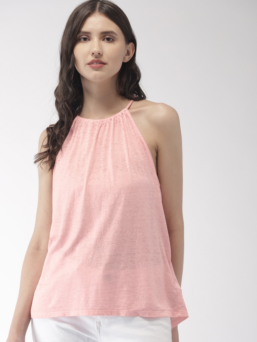 

FOREVER 21 Women Pink Solid Top