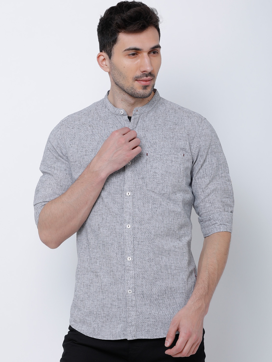 

LOCOMOTIVE Men Grey Slim Fit Checked Casual Shirt