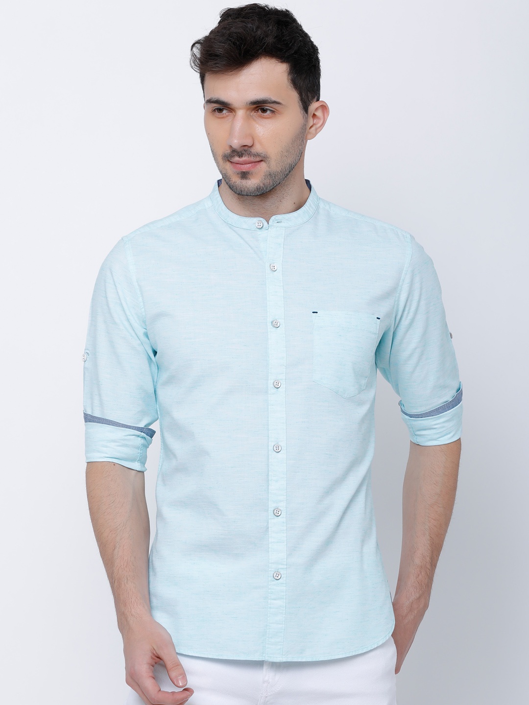 

LOCOMOTIVE Men Blue Slim Fit Solid Casual Shirt