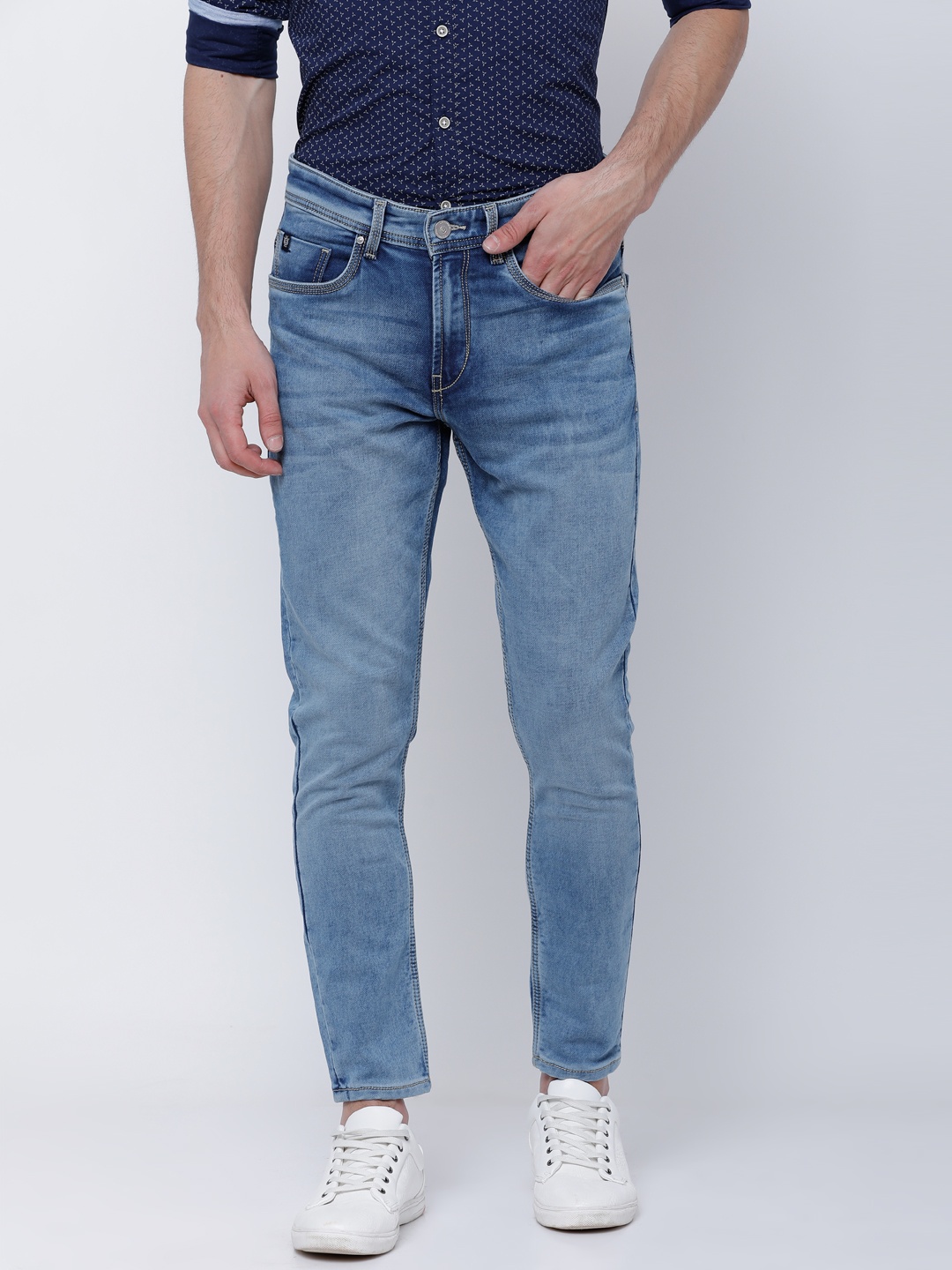 

LOCOMOTIVE Men Blue Tapered Fit Mid-Rise Clean Look Stretchable Jeans