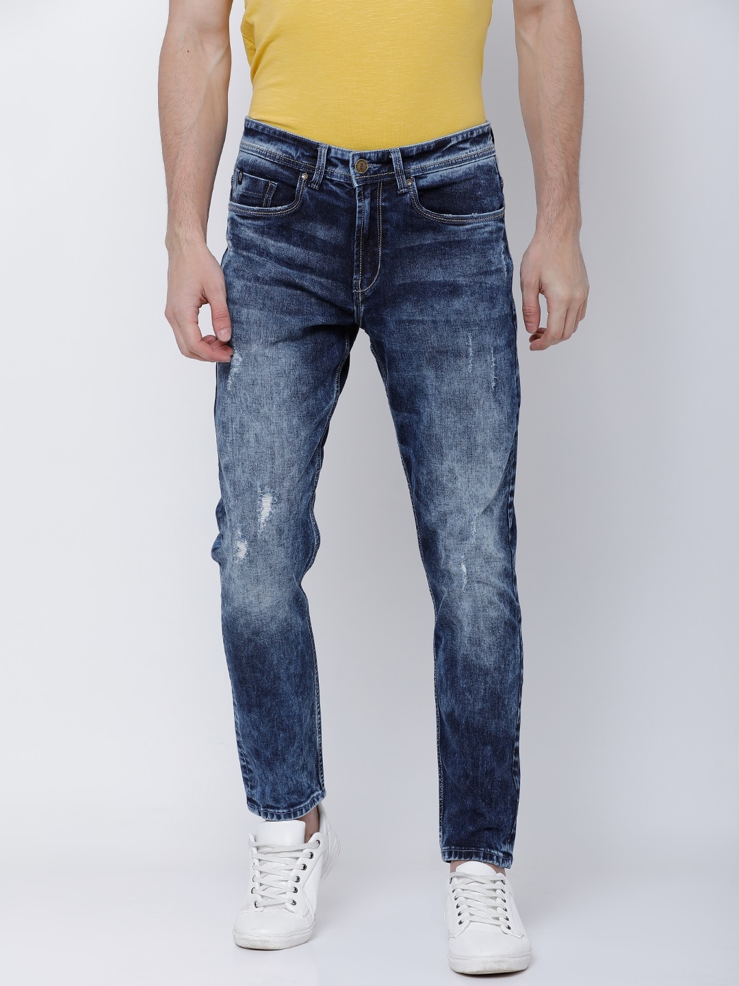 

LOCOMOTIVE Men Blue Tapered Fit Mid-Rise Mildly Distressed Stretchable Jeans