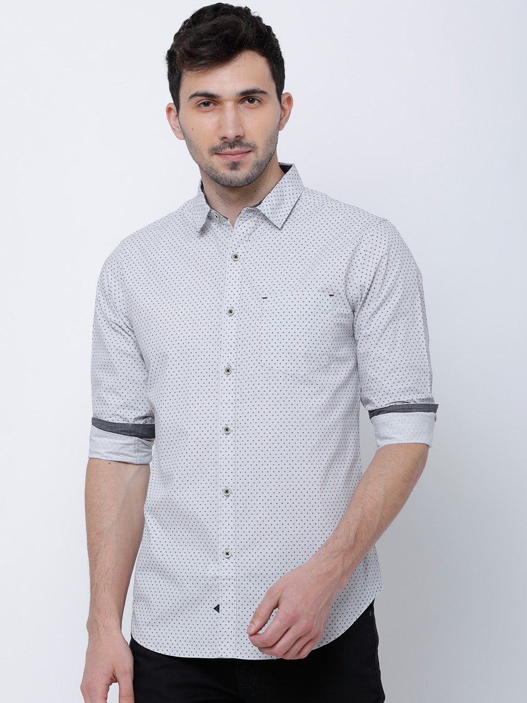 

LOCOMOTIVE Men Grey Slim Fit Printed Casual Shirt