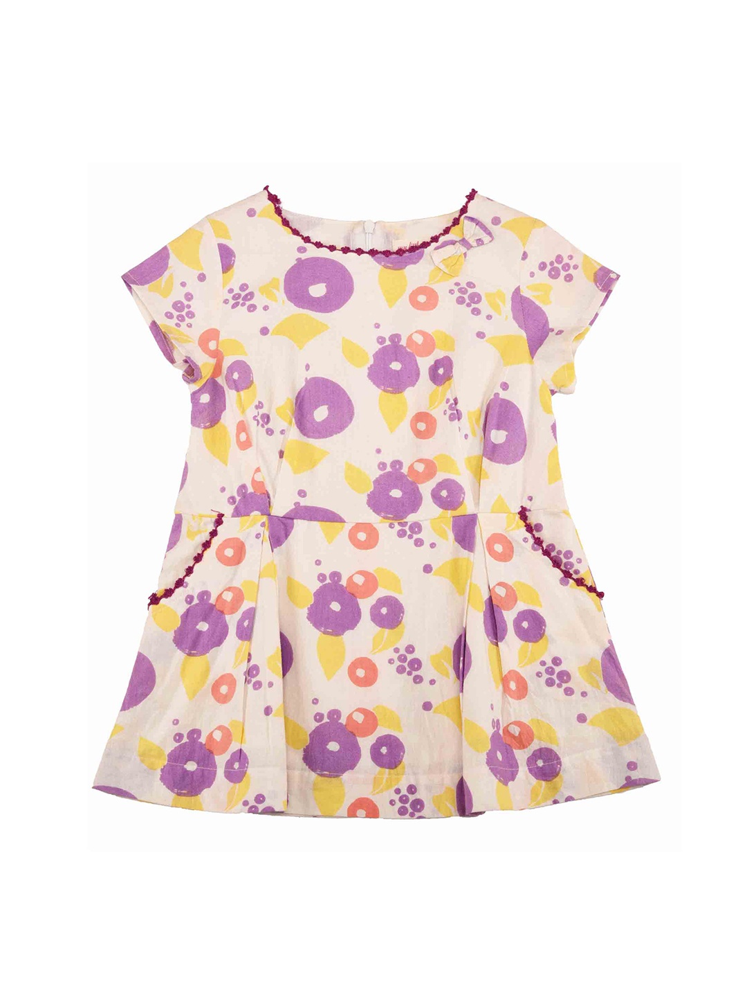 

My Little Lambs Girls Purple & Off-White Printed Fit and Flare Dress