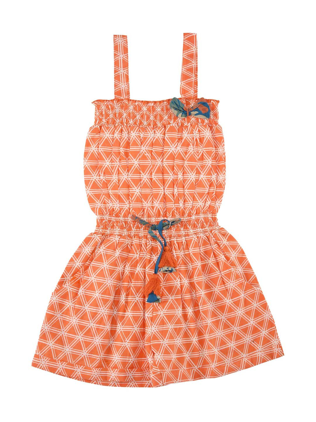 

My Little Lambs Girls White & Orange Printed Playsuit