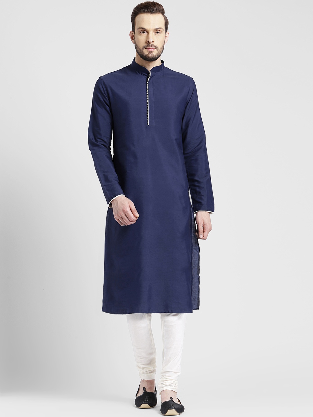 

KISAH Men Navy Blue Solid Straight Kurta